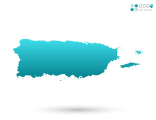 Vector blue gradient of Puerto Rico map on white background. Organized in layers for easy editing.