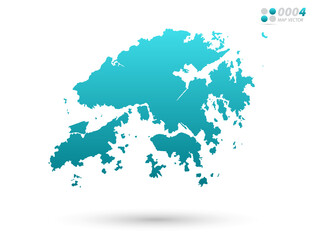 Vector blue gradient of Hong Kong map on white background. Organized in layers for easy editing.