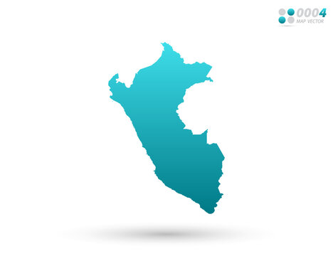 Vector blue gradient of Peru map on white background. Organized in layers for easy editing.