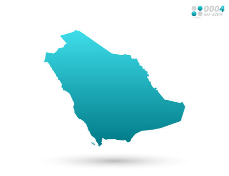 Vector blue gradient of Saudi Arabia map on white background. Organized in layers for easy editing.