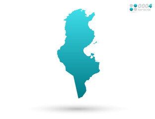 Vector blue gradient of Tunisia map on white background. Organized in layers for easy editing.