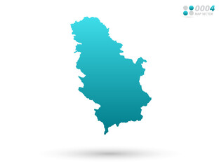 Vector blue gradient of Serbia map on white background. Organized in layers for easy editing.