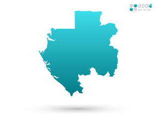 Vector blue gradient of Gabon map on white background. Organized in layers for easy editing.