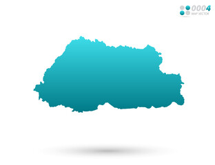 Obraz premium Vector blue gradient of Bhutan map on white background. Organized in layers for easy editing.