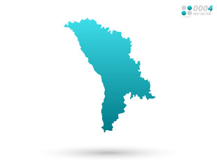Vector blue gradient of Moldova map on white background. Organized in layers for easy editing.