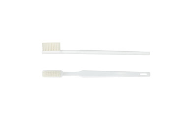 White toothbrush with clipping path. Front view and side view.