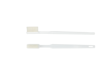 White toothbrush with clipping path. Front view and side view.