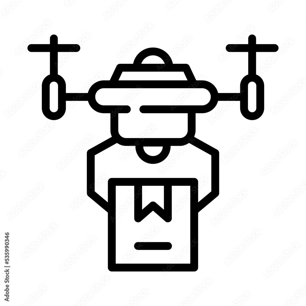 Poster a customizable line icon of drone delivery