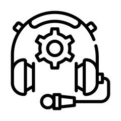 Headphones and cog, concept of technical support line icon 