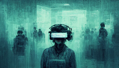 Virtual reality illustration. Welcome to the Metaverse
