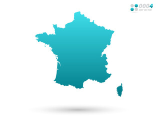 Vector blue gradient of France map on white background. Organized in layers for easy editing.