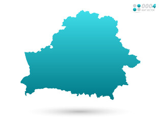 Obraz premium Vector blue gradient of Belarus map on white background. Organized in layers for easy editing.