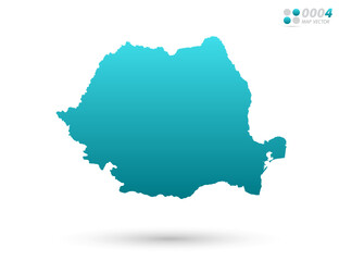 Vector blue gradient of Romania map on white background. Organized in layers for easy editing.