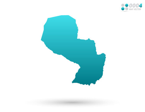 Vector blue gradient of Paraguay map on white background. Organized in layers for easy editing.