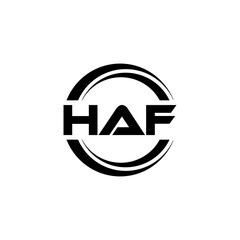 HAF letter logo design with white background in illustrator, vector logo modern alphabet font overlap style. calligraphy designs for logo, Poster, Invitation, etc.