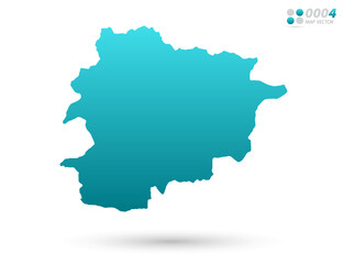 Vector blue gradient of Andorra map on white background. Organized in layers for easy editing.