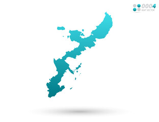 Vector blue gradient of Okinawa map on white background. Organized in layers for easy editing.