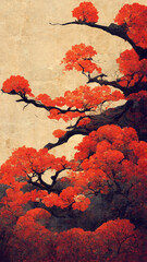 japan nature with a red tone wallpaper