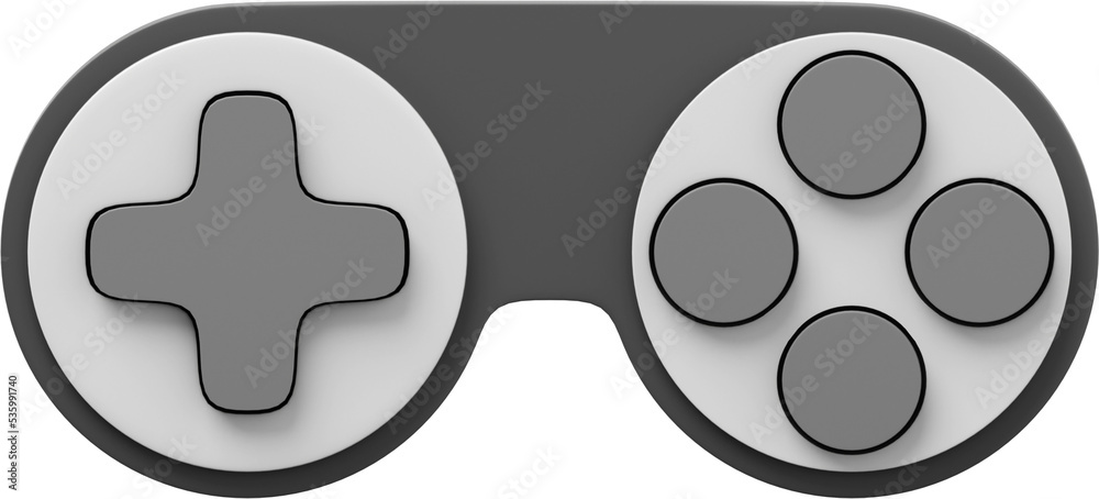 Poster minimalistic console game controller. png gray icon on transparent background. 3d rendering.