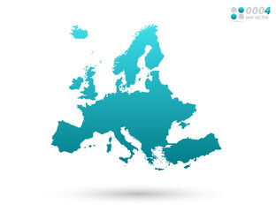 Vector blue gradient of Europe map on white background. Organized in layers for easy editing.