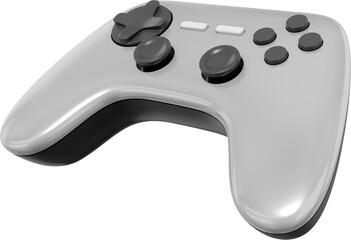 Realistic console game controller. Gray PNG icon on transparent background. 3D rendering.