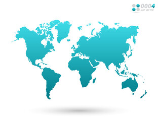 Vector blue gradient of World map on white background. Organized in layers for easy editing.