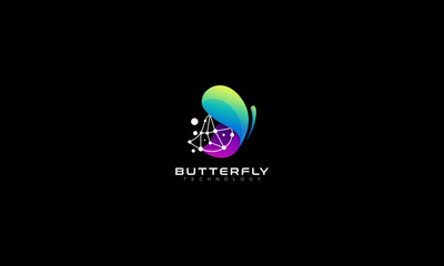 Gradient Butterfly logo technology vector, symbol, icon. abstract style