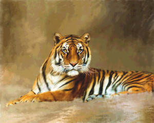 Tiger, image is a digital illustration.