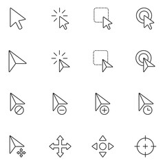Cursor Line Icon Set Vector