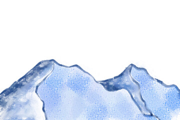 Blue snowy mountain  in watercolor on white background 