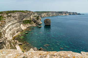 Fototapeta na wymiar The beautiful cliffs of Bonifacio on a sunny summer day. Southern Corse, France.