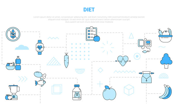 diet plan concept with icon set template banner with modern blue color style