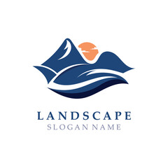 Mountain Nature Landscape Logo design Template Illustration