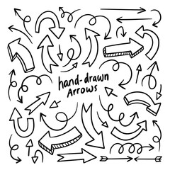 set of hand drawn arrows vector