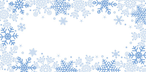 blue christmas snowflake border on white background