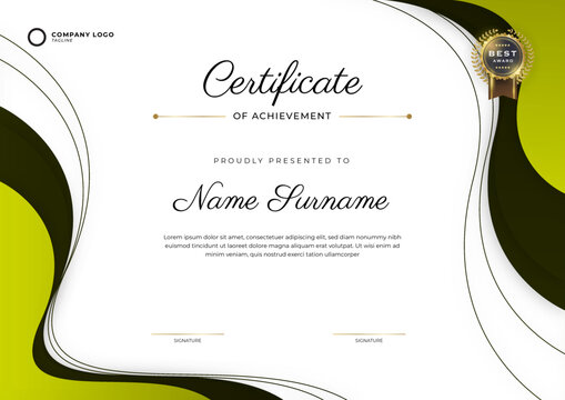 Green professional diploma certificate template in premium style. vector illustration