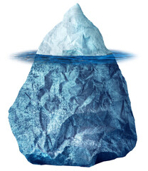 Iceberg floating in ocean, global warming concept, isolated