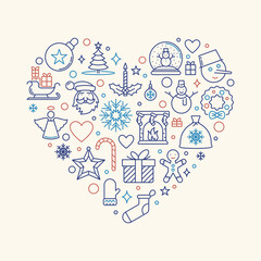 New Year and Christmas concept creative outline banner