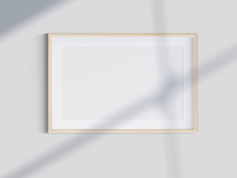 blank photo frame on wall, 3d Illustration