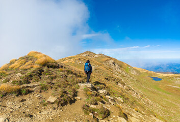 Monti della Laga (Italy) - High peaks in the mountain range Monti della Laga, Lazio and Abruzzo region, named Pizzo di Sevo and Cima Lepri, over 2400 meters, during autumn foliage.