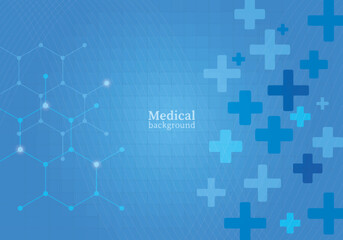 medical background with molecules and crosses illustration