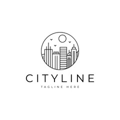 Obraz premium city building line art badge logo design