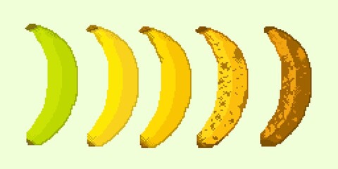 pixel art, retro 8-bit set banana title for 2D development game, retro style 16bit. Gamedev.