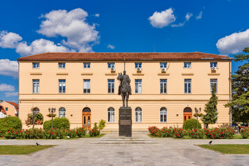 Mionica, Serbia - July 13, 2021: The central square in the city of Mionica in Serbia © nedomacki