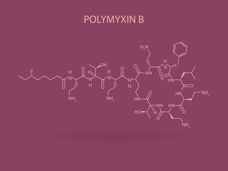 Polymyxin B chemical structure, used for the treatment of poliomyelitis.