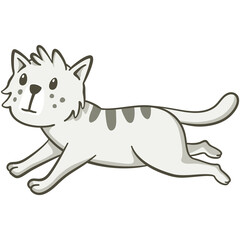 Fototapeta premium Cute cat running. Cute illustration of a little cat running fast. Vector illustration on white background.