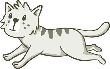 Cute cat running. Cute illustration of a little cat running fast. Vector illustration on white background.