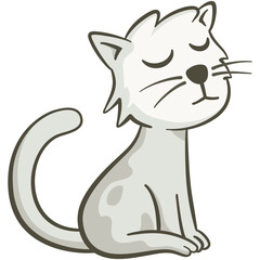 Cute cat sitting on the floor. Cute illustration of a cat sitting on the floor with its eyes closed. Vector illustration on white background.