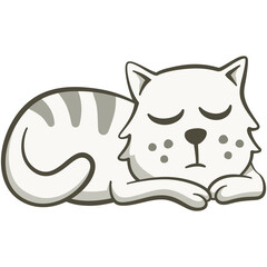 Cute cat sleeping. Cute illustration of a cat that is lying on the ground. Vector illustration on white background.
