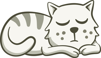 Cute cat sleeping. Cute illustration of a cat that is lying on the ground. Vector illustration on white background.